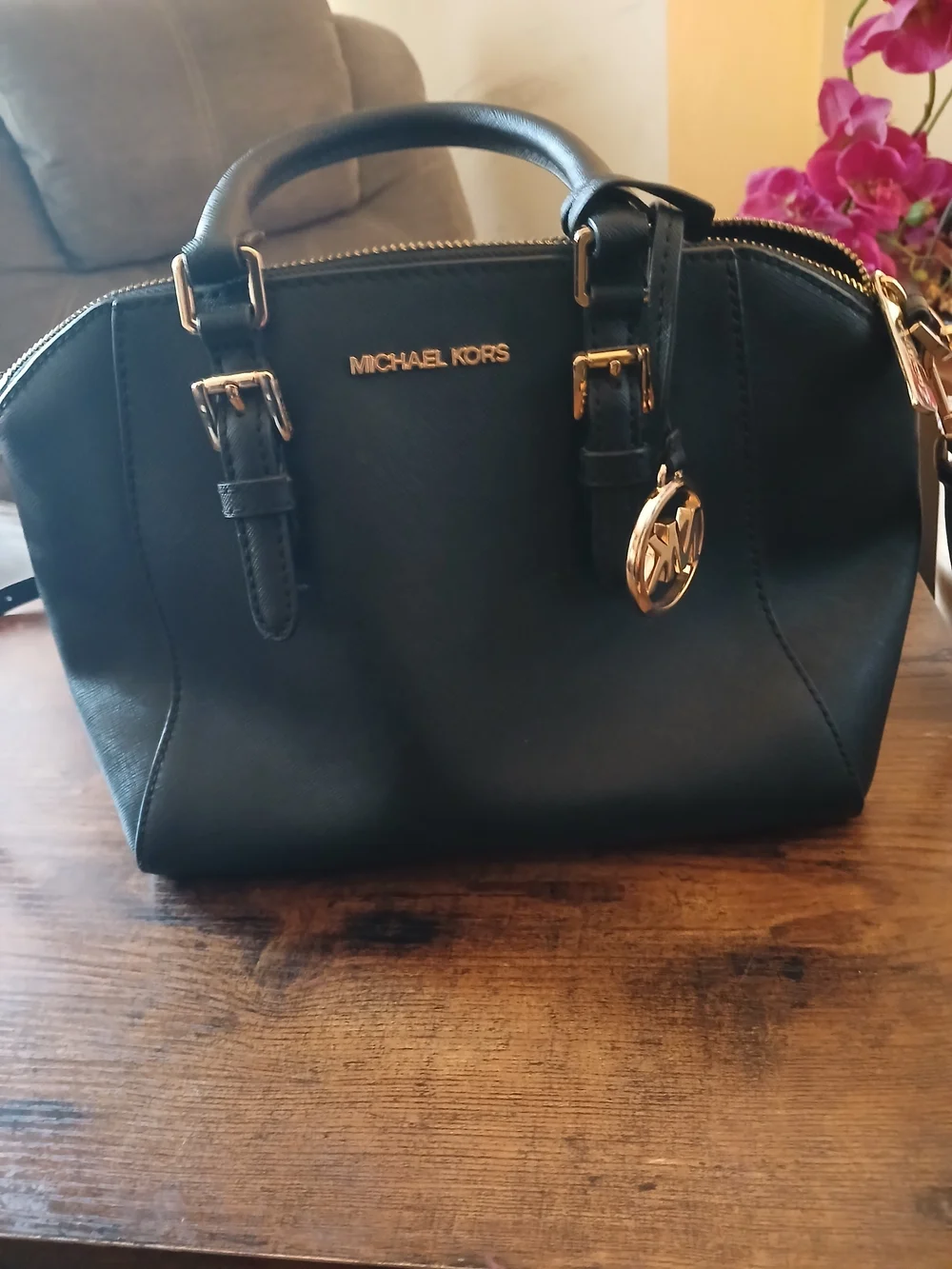 Michael Kors Black Saffiano Leather Satchel